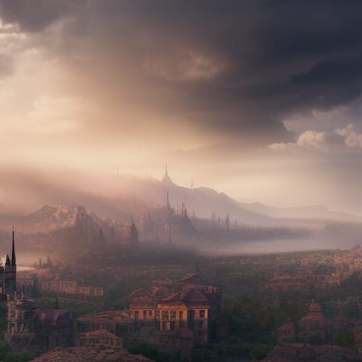 Black Horse in Field at Night: Digital Painting