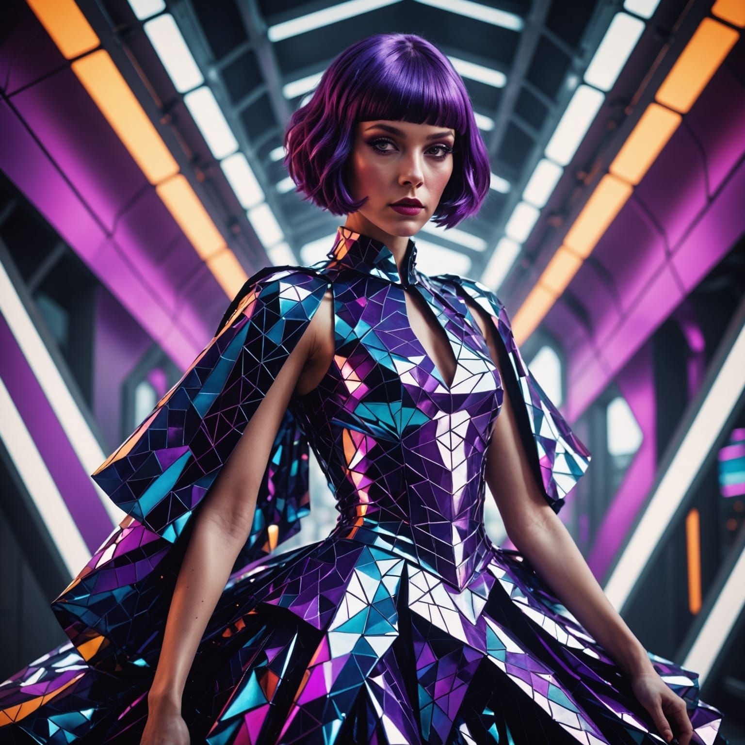 Avant Garde Fashion: Futuristic Dress in Vivid Digital Art