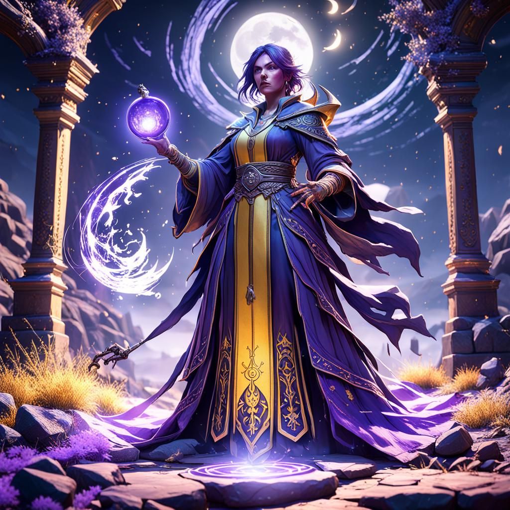 Female Mage Casting Spell, Dark Fantasy Art