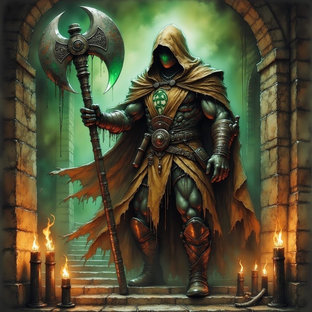 Medieval Green Lantern Executioner: Dark Fantasy Art