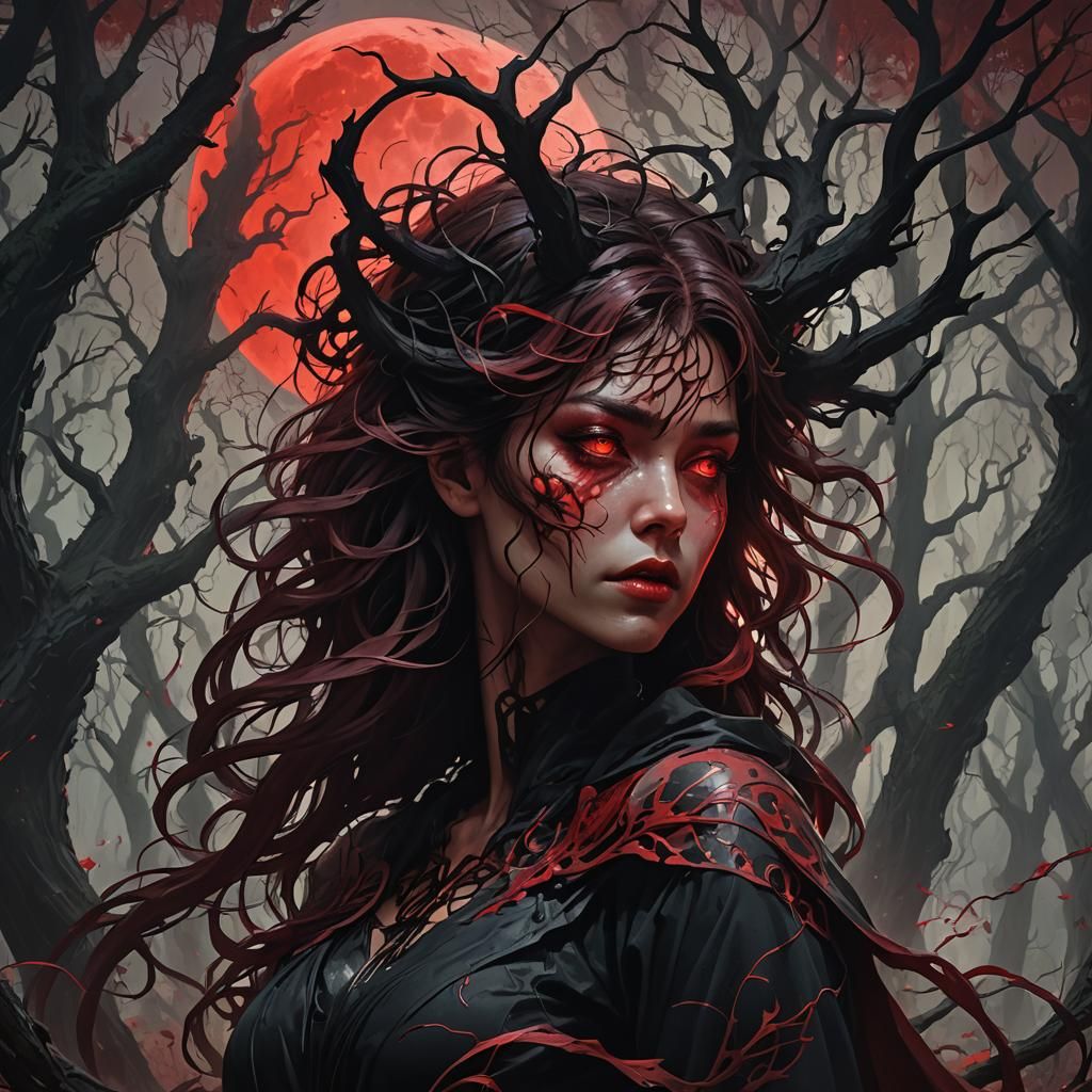 Eldritch Monster in Forest, Hyperdetailed Concept Art