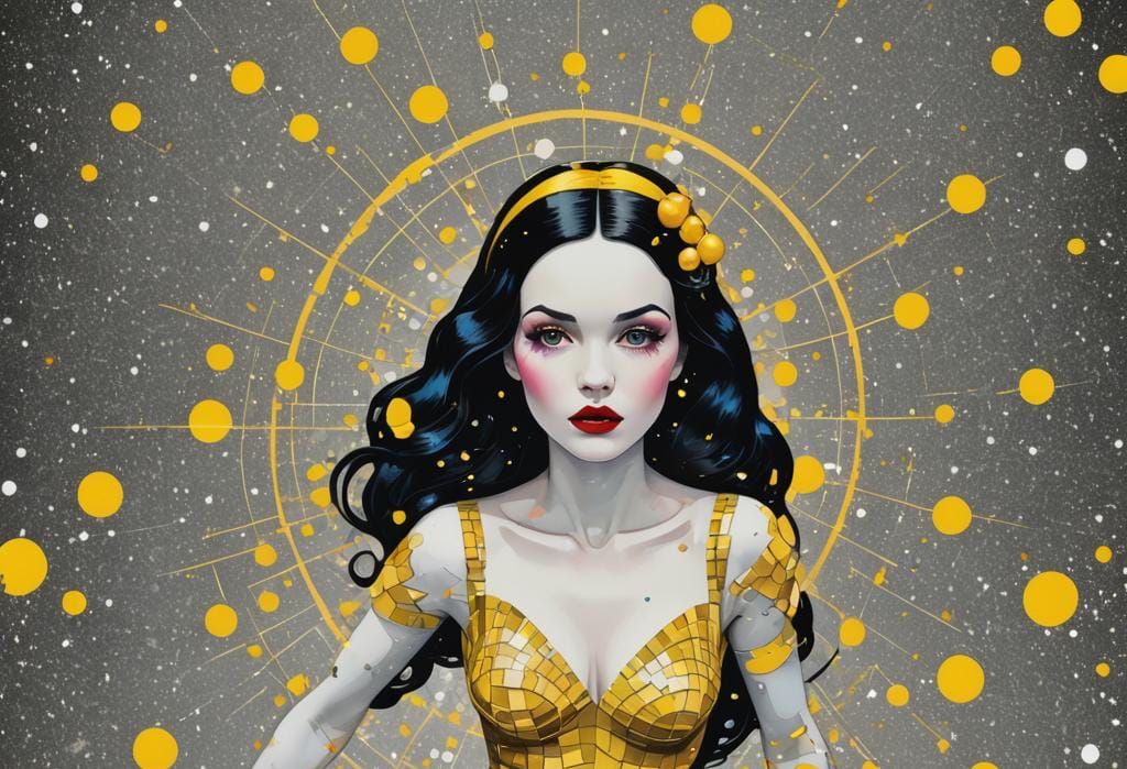 Snow White Space Mermaid in Pop Art Style
