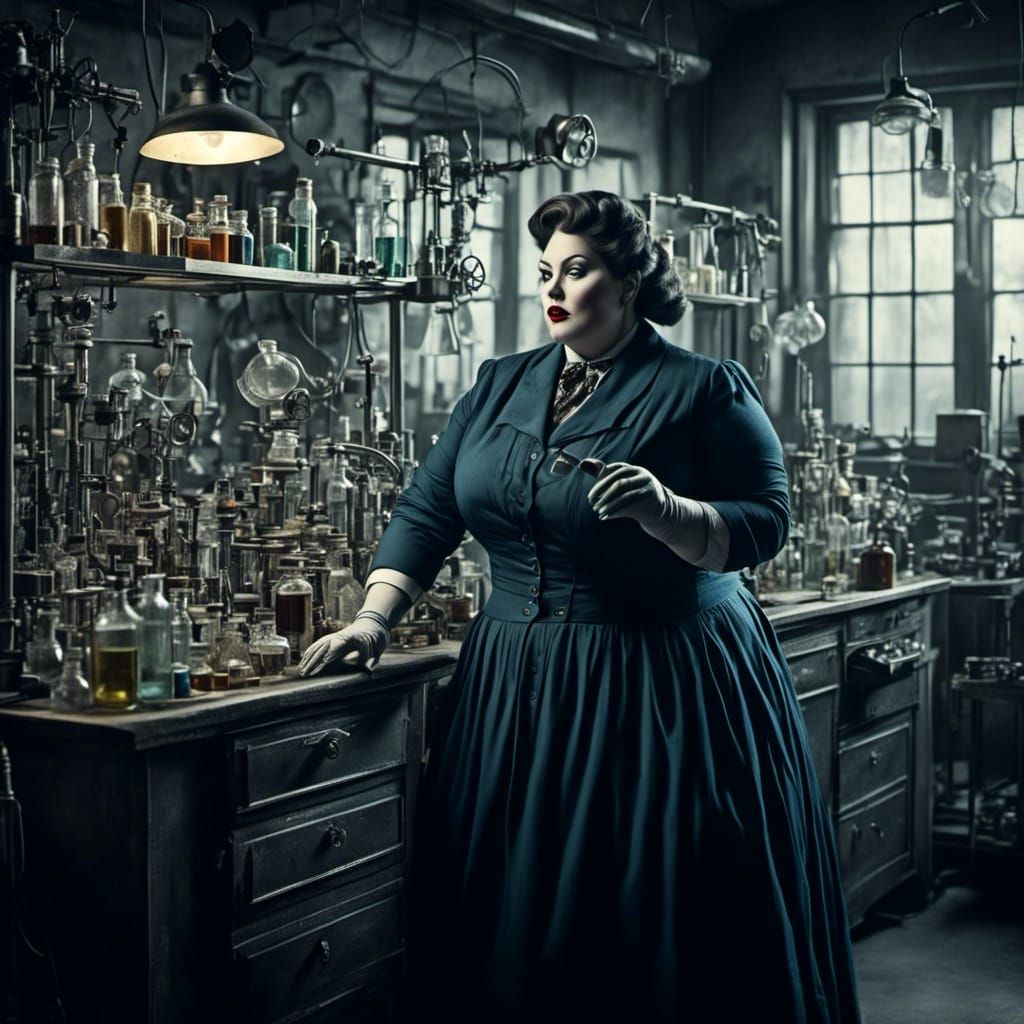 Photorealistic Scientist in Laboratory with Curvy Body