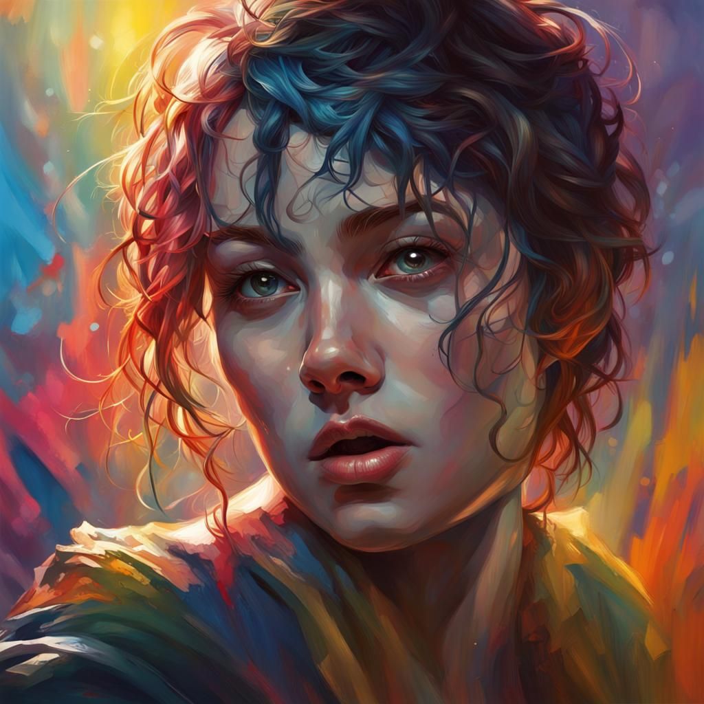 Dramatic Hyperrealistic Portrait in Splash Art Style