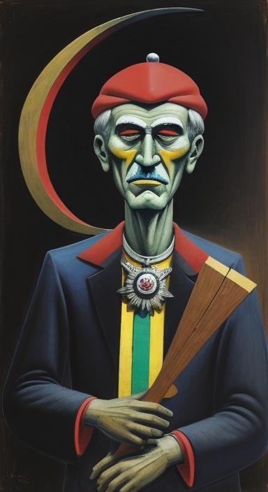 Abstract Man in Red Hat Painting