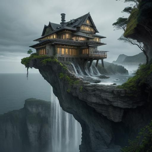 Architecturally Designed Cliffside House with Waterfall