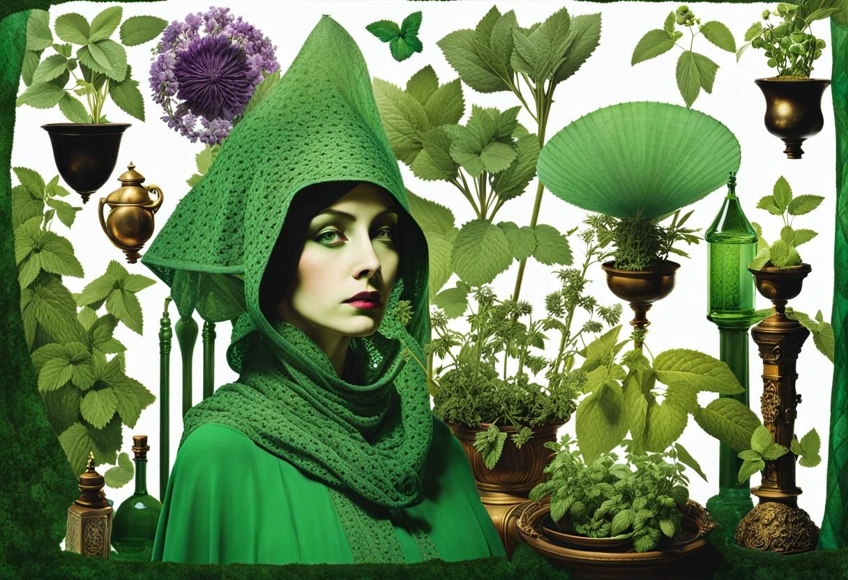 Viriditas: Alchemical Woman in Gauzy Green Veil