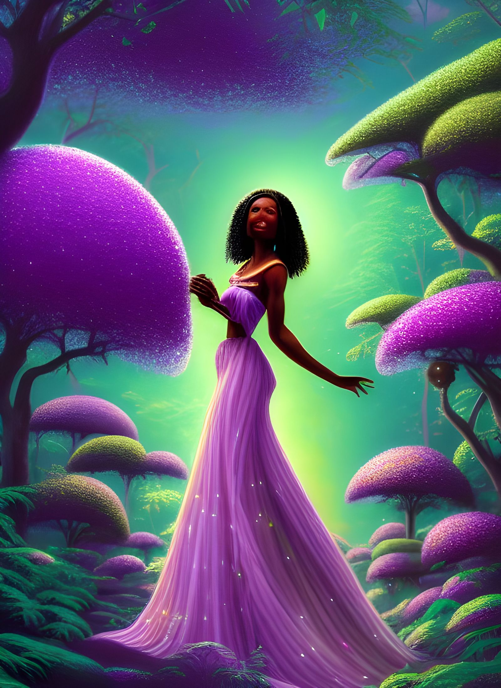 Magical Candy Forest: Woman with Crystalline Orb