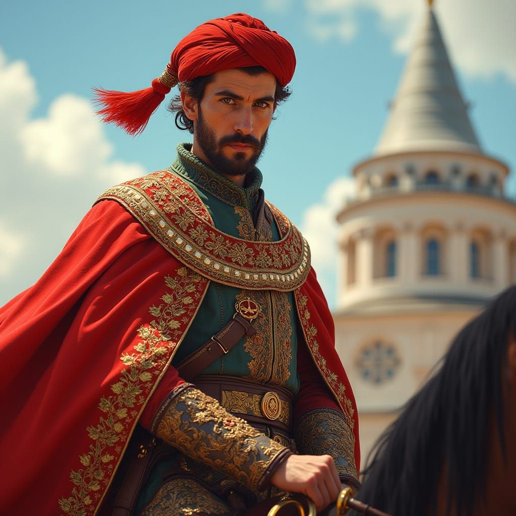 Ottoman Warrior on Horseback in Modernized Attire