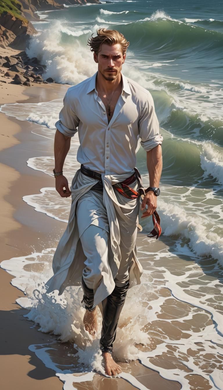 Prince Dane Portrait: Hyperdetailed Beach Scene