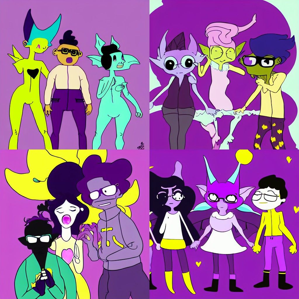 Polyamorous Fairy Goblin Relationship in Pastel Colors