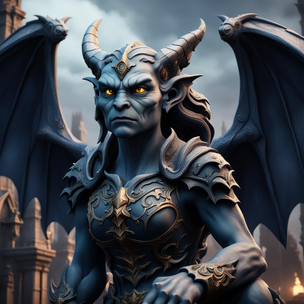Detailed Female Gargoyle Fantasy Concept Art