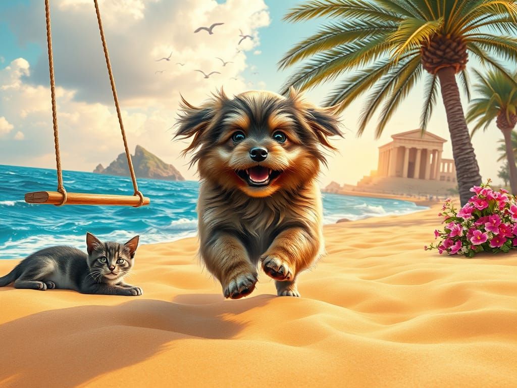Joyful Lhasa Apso Puppy in Vibrant Splash Art Style