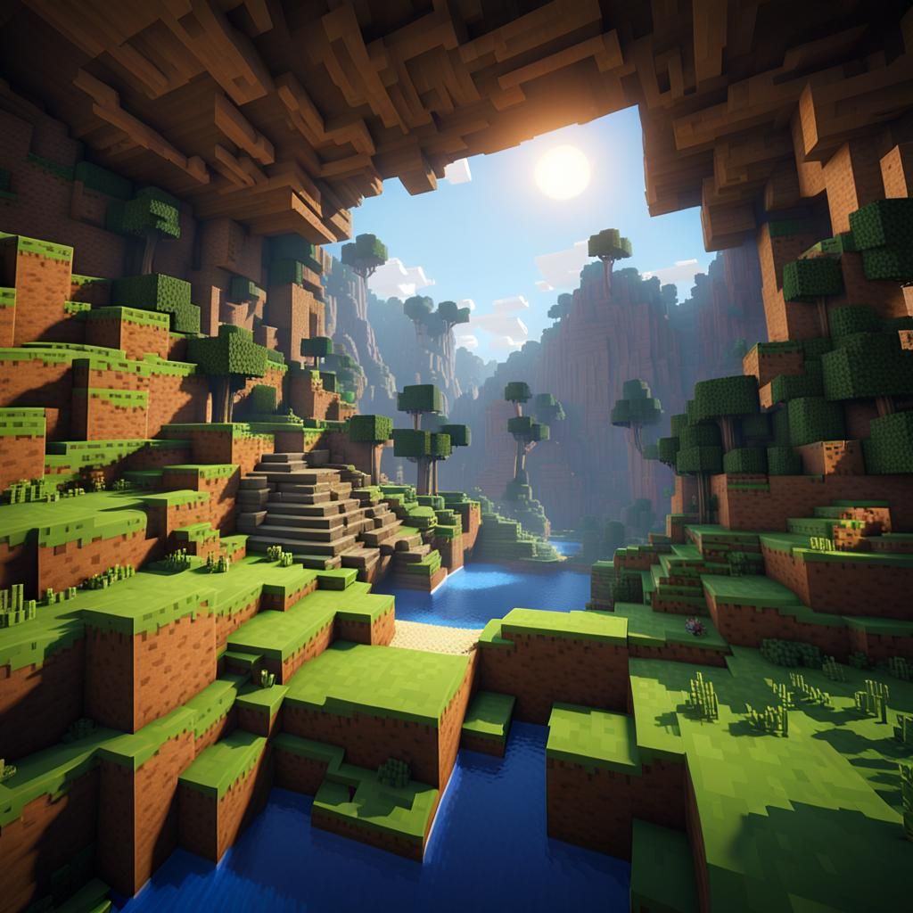 Minecraft Steve in a Dramatic Cavern Scene