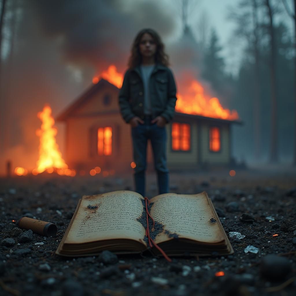 Lost: Charred Diary of Shattered Family in Digital Art