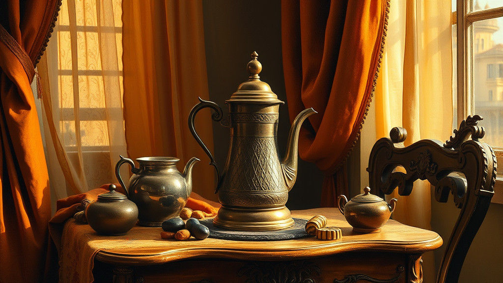 Golden Still Life with Bulgarian Coffee Pot