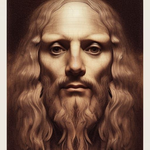 Vitruvian Man Portrait in Art Nouveau Style