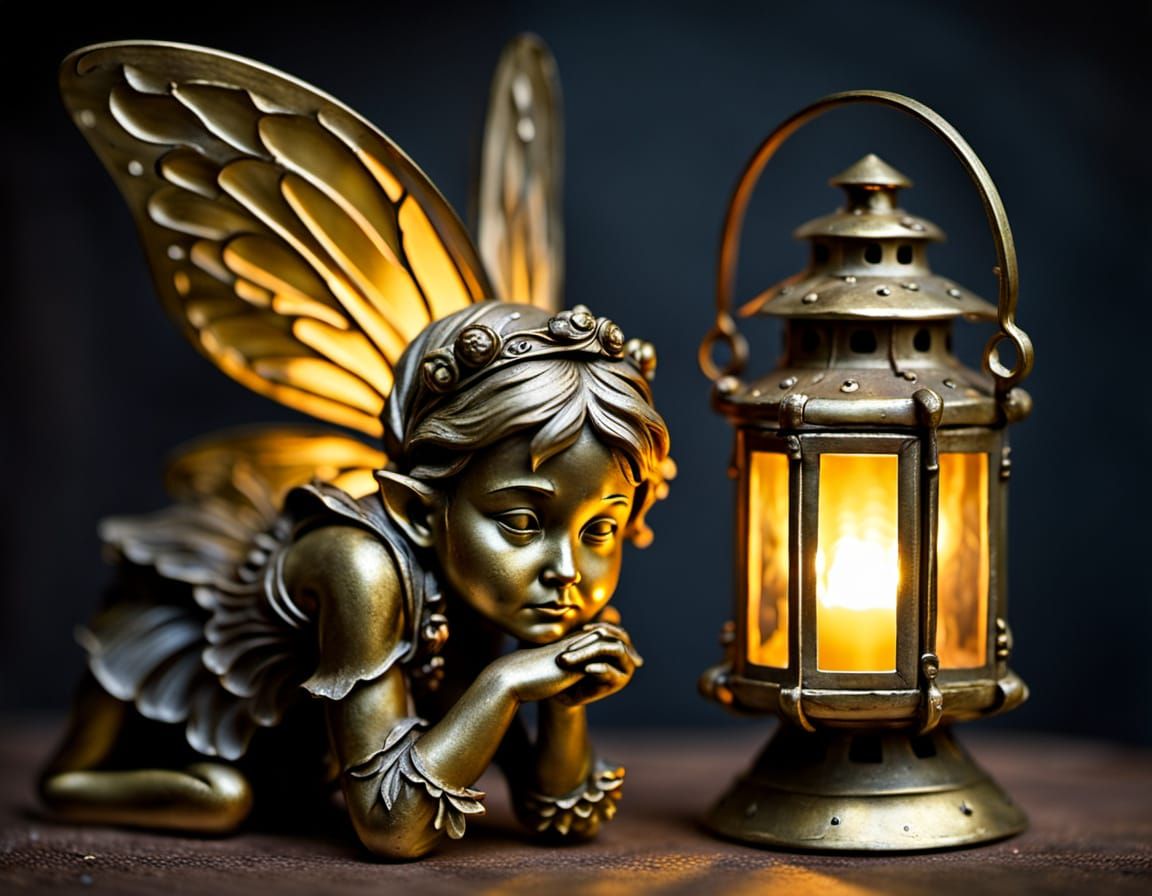 Sad Fairy Trapped in Brass Lantern