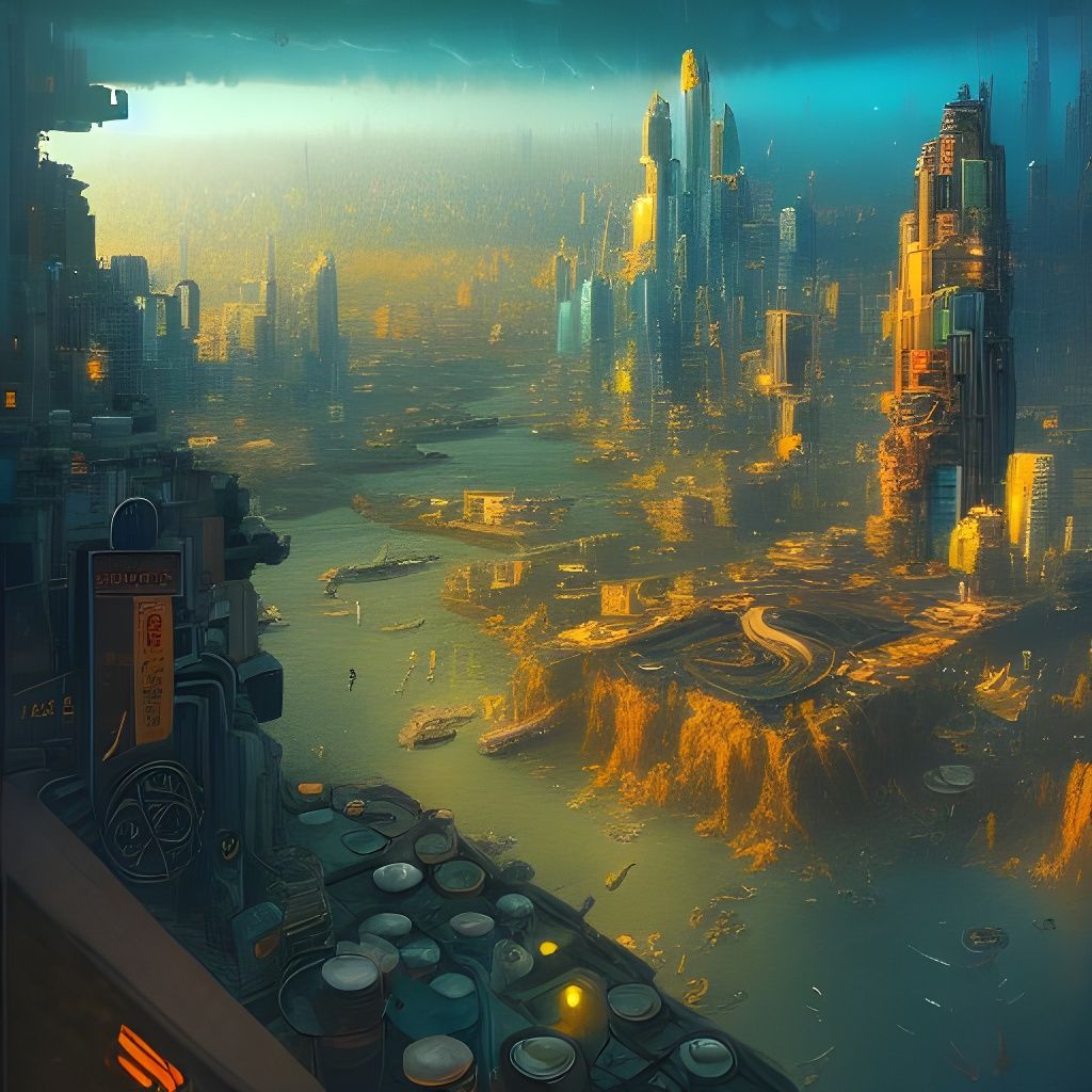 Furry Cyberpunk Mega City Bird's-Eye View