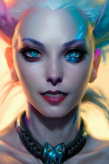 Hyperrealistic Jinx Portrait: Fantasy Character Concept Art