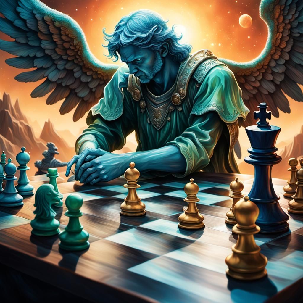 Angel and Demon Chess Game on Earth