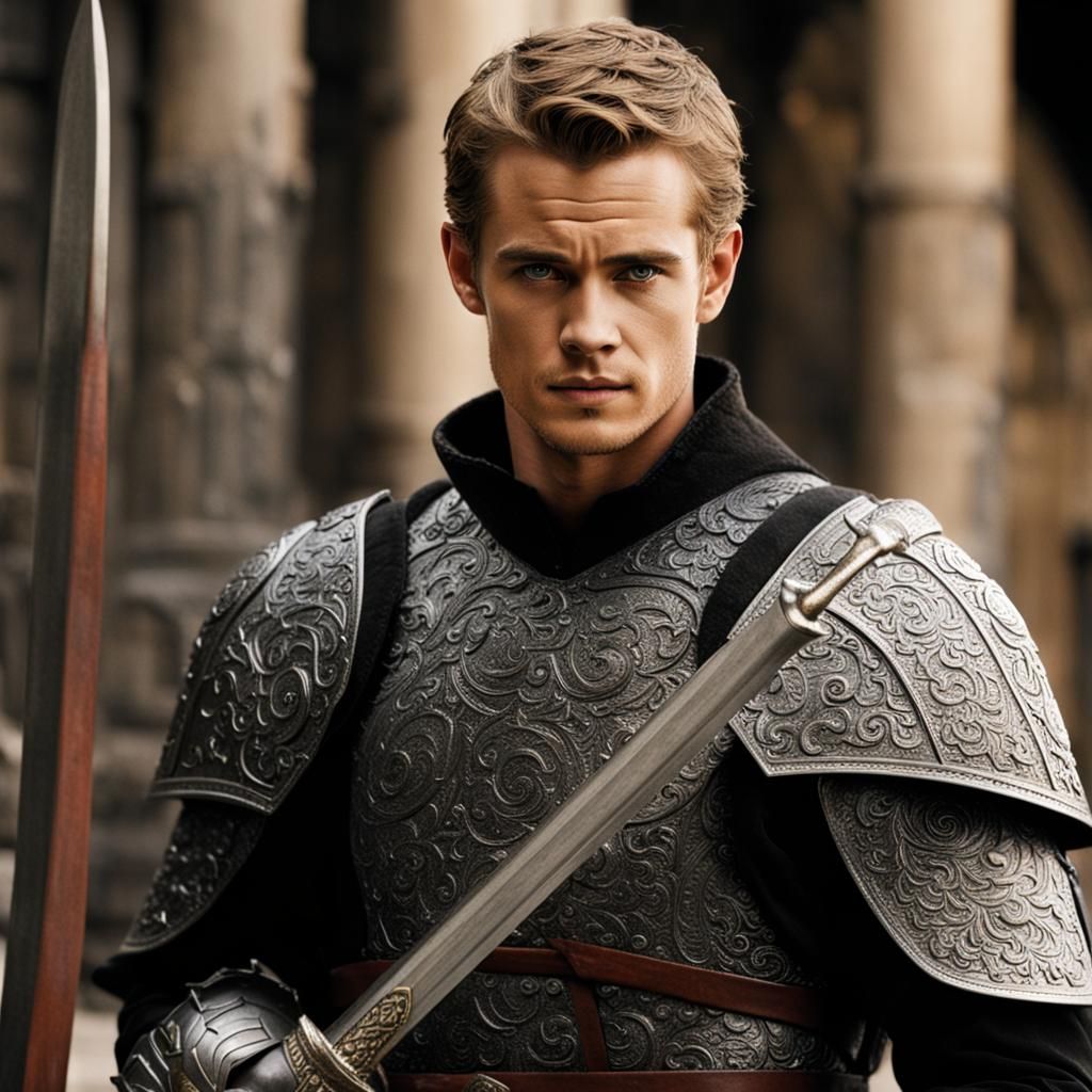 Superhero Hayden Christensen with Medieval Sword