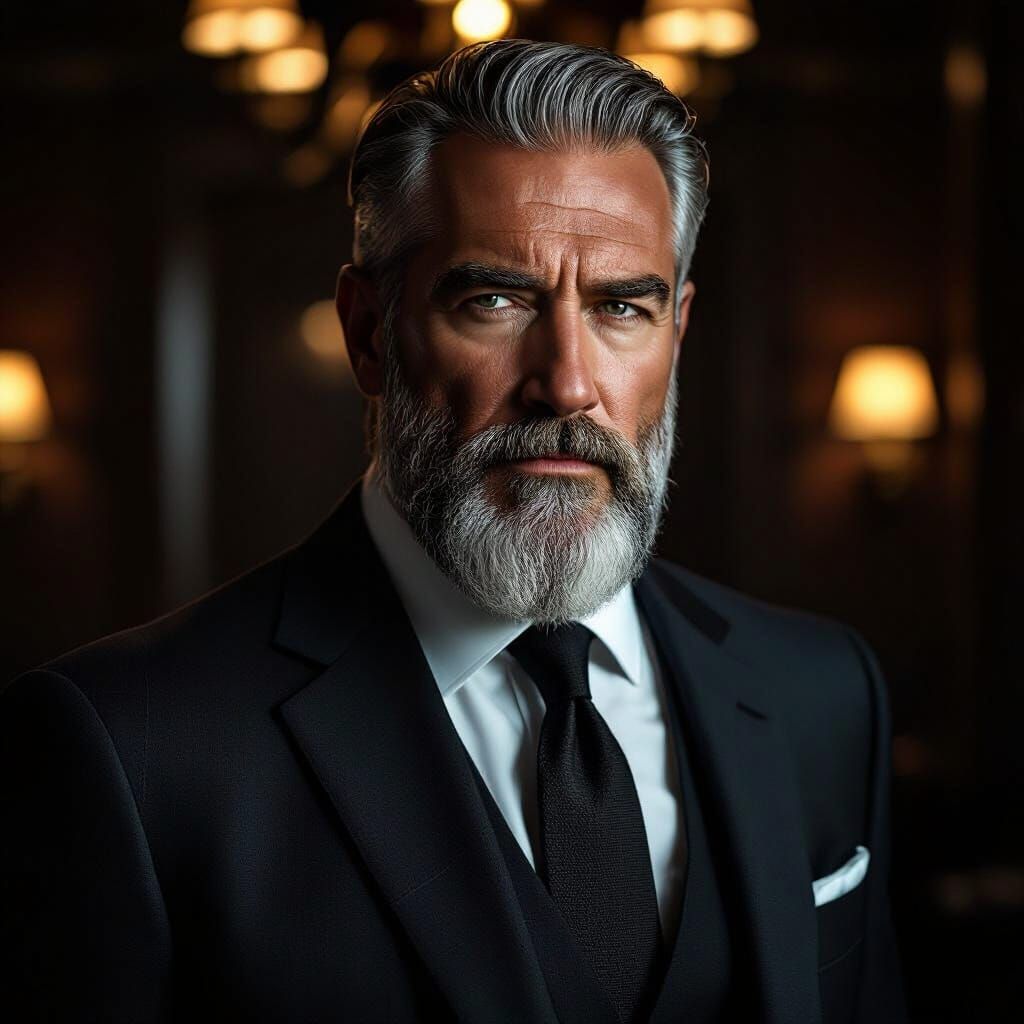 Powerful Older Man in Tailored Suit in Luxury Office