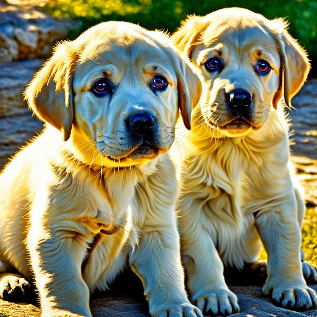 Labrador Puppies with Googly Eyes as Oil Painting