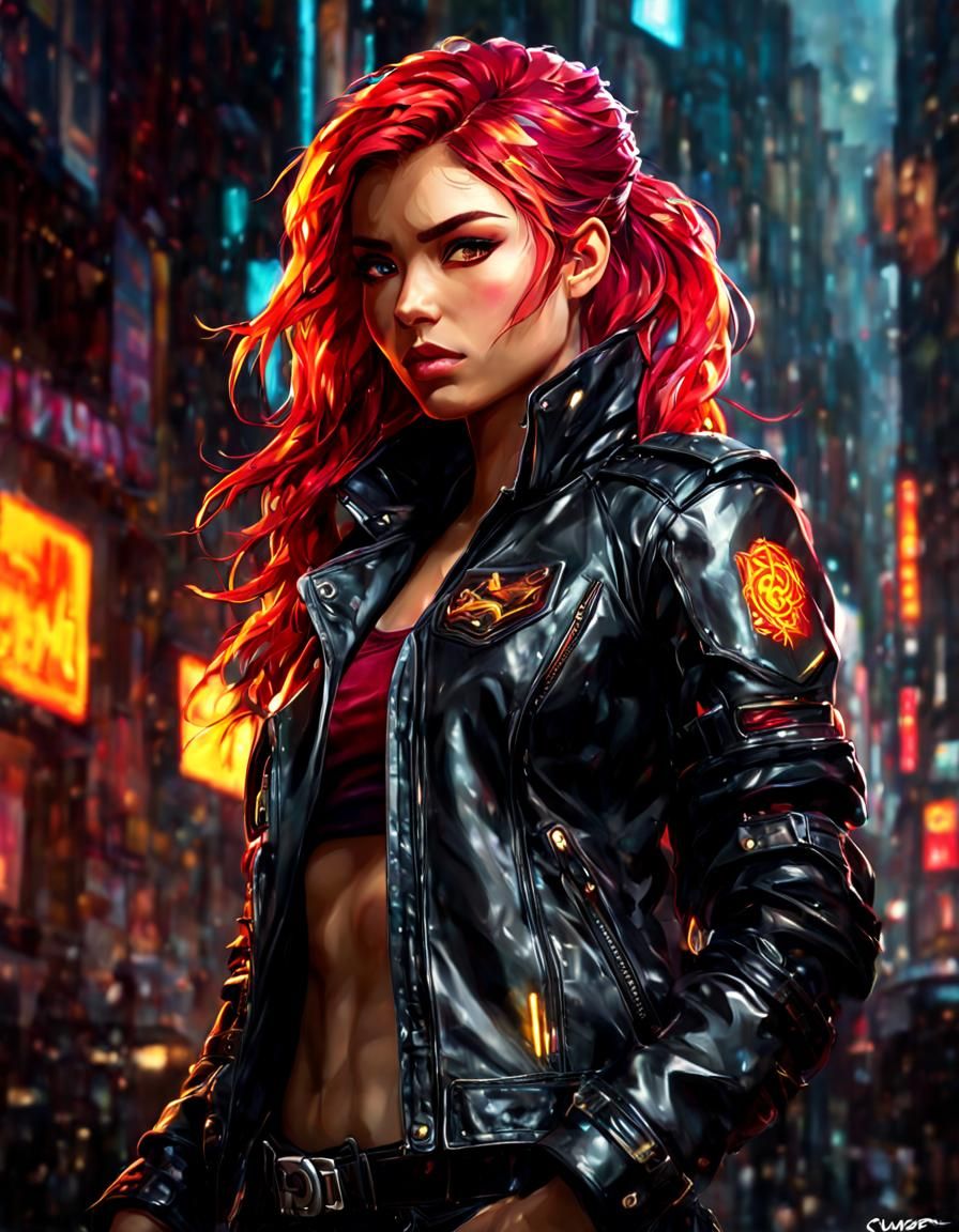 Cyberpunk Sunset Shimmer Portrait in 8k Resolution