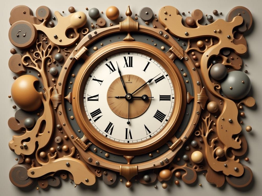 Handcrafted Wooden Clock Design in Vibrant Woodgrain