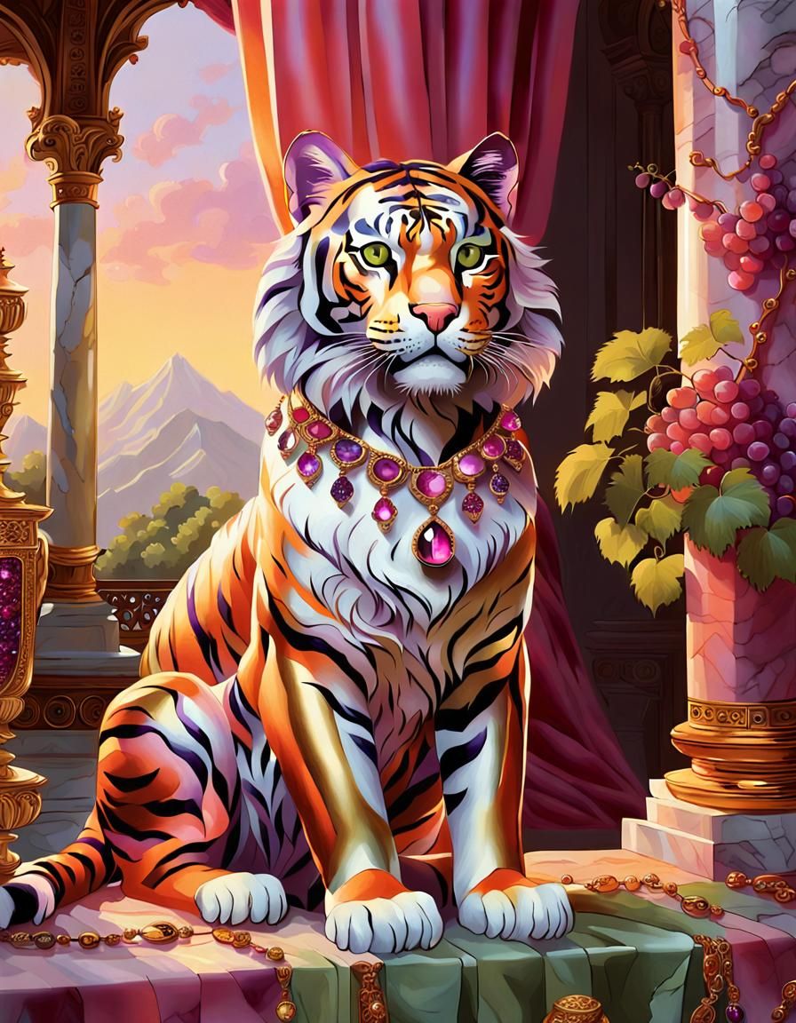 Ornate Pink Tiger with Sunset Light