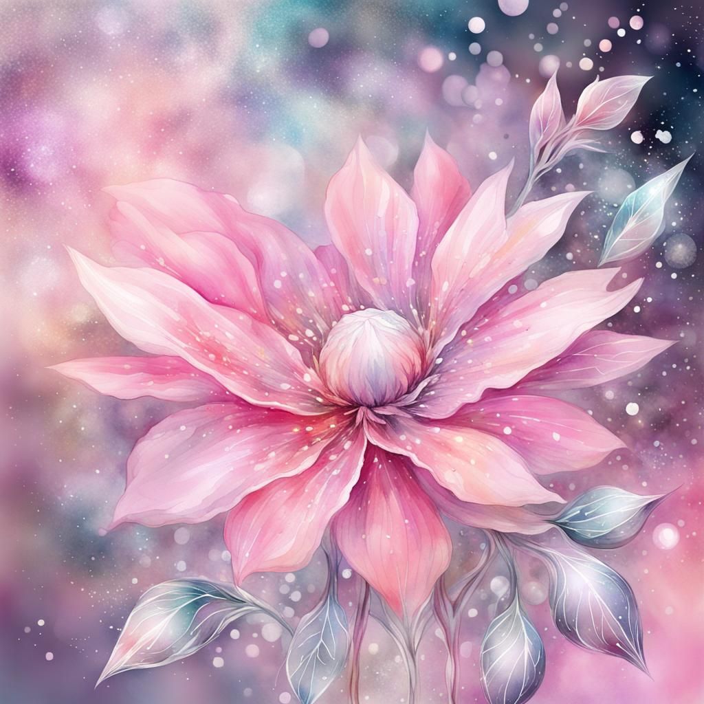 Dreamy Sparkle Flowers in Watercolor Style