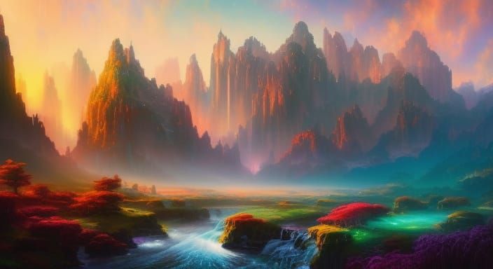 Anime Mystical Fjord Landscape with Intricate Details