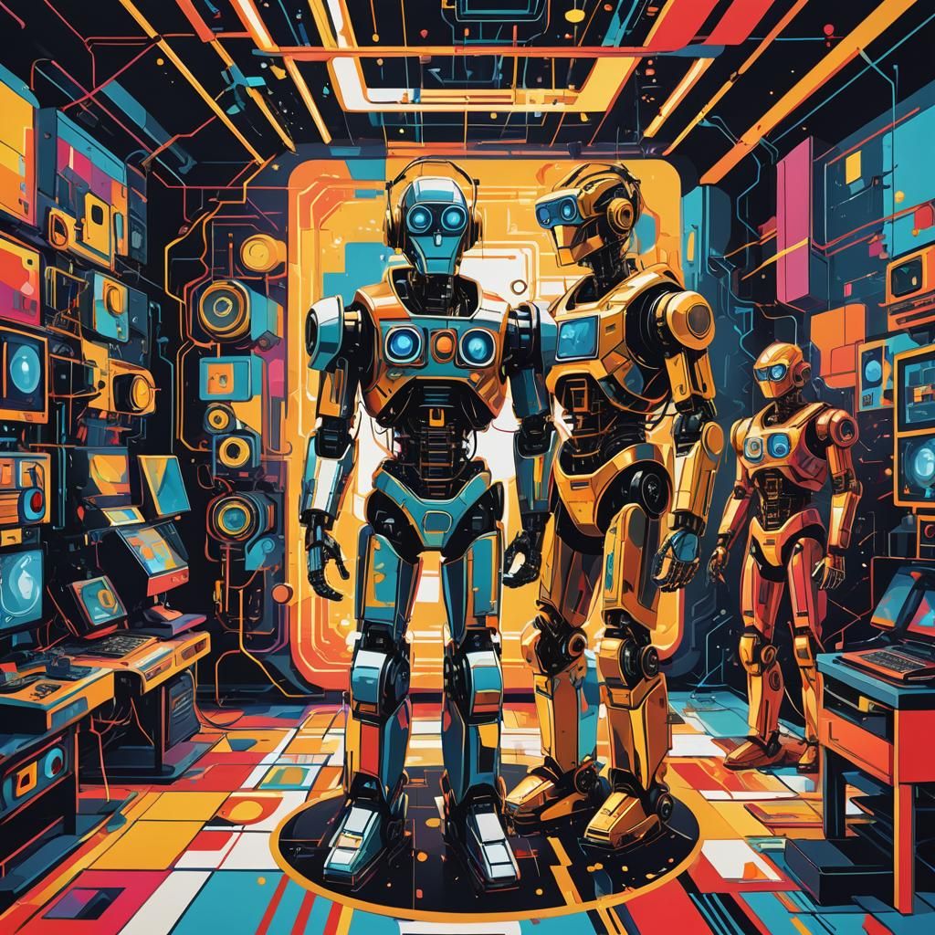 Harmonious Trinity: Robot, Human, and AI in Pop Art