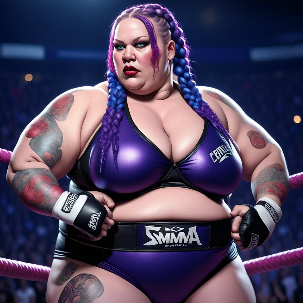 SSBBW MMA Champion in Arena, Comic Book Art