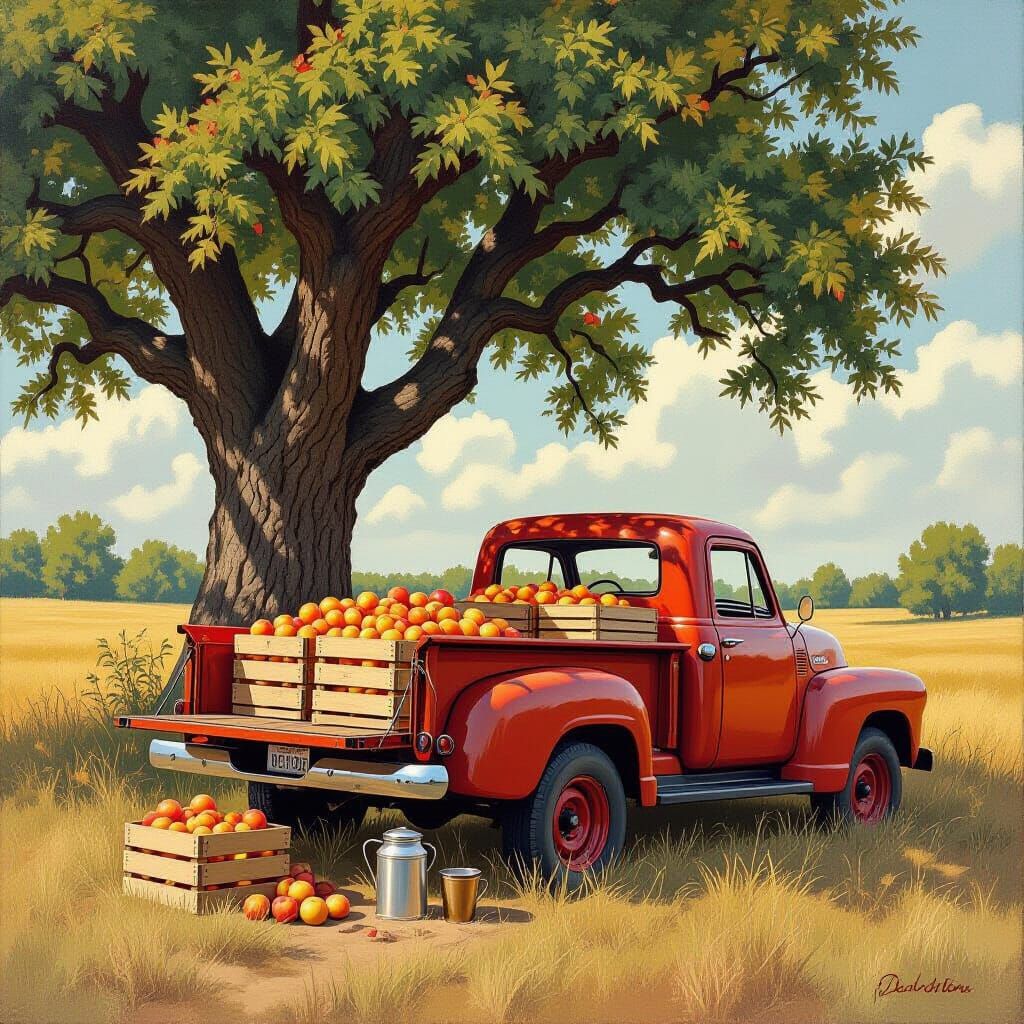 Rustic Fruit Truck in the Style of Wyeth
