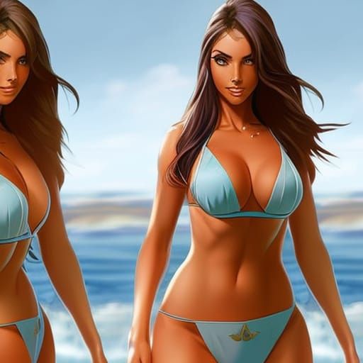British Girl in Bikini: Hyperrealistic Splash Art