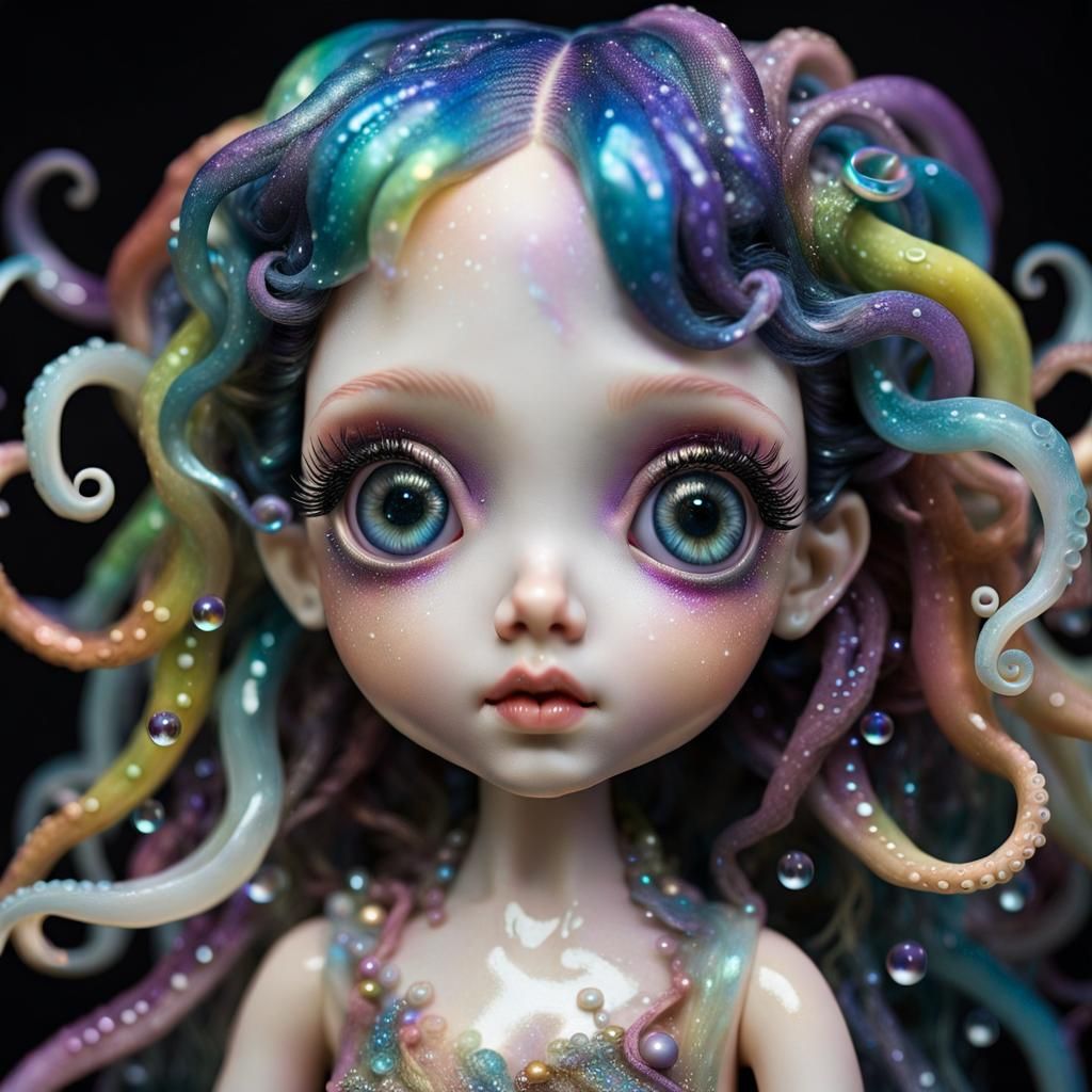 Galaxy Eyed Porcelain Doll Goddess, Hyperrealistic Render