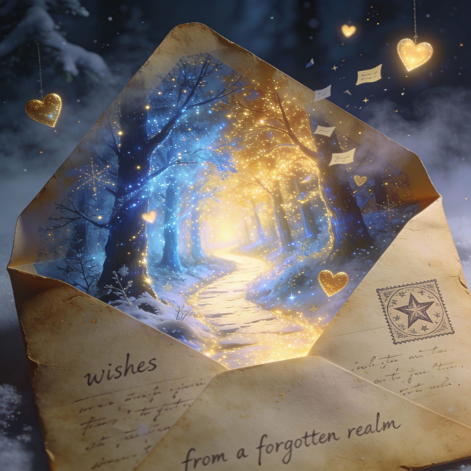 Enchanted Forest Portal Unfolds From Vintage Wish Envelope