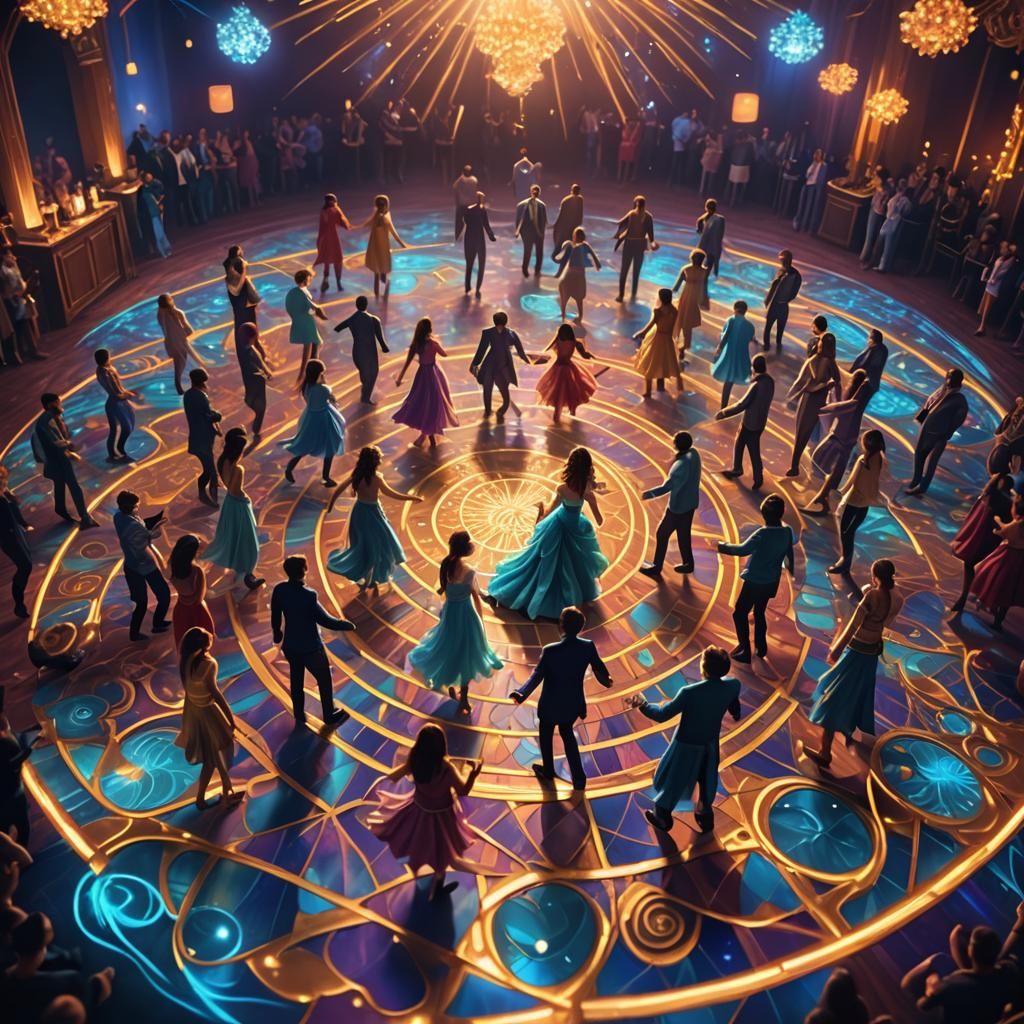 Vibrant Fantasy Dance Floor with Magical Glow Effects