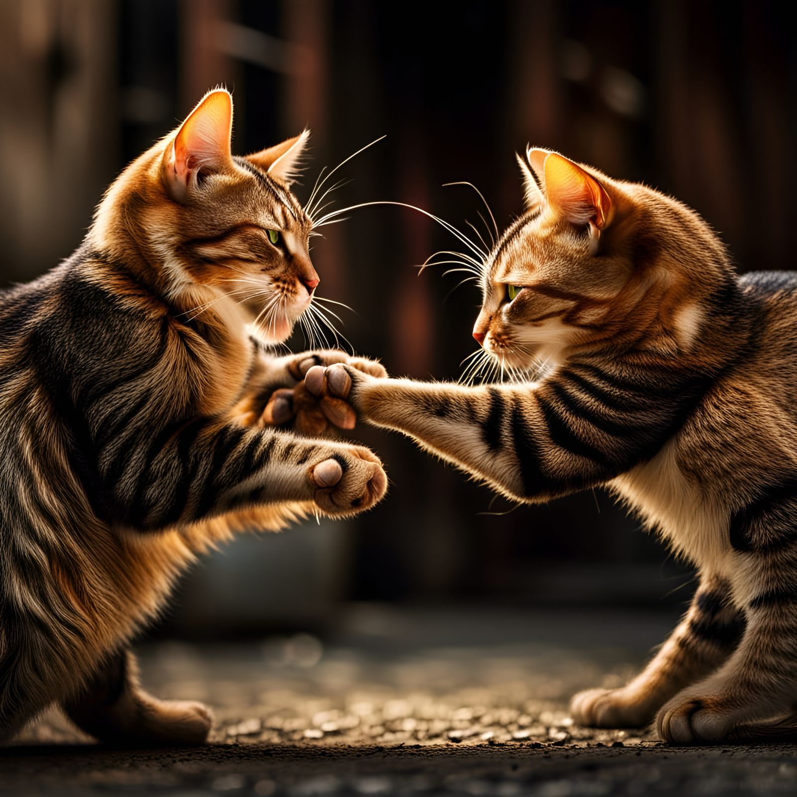 Tomcats Fighting: Hyperrealistic Cinematic Capture