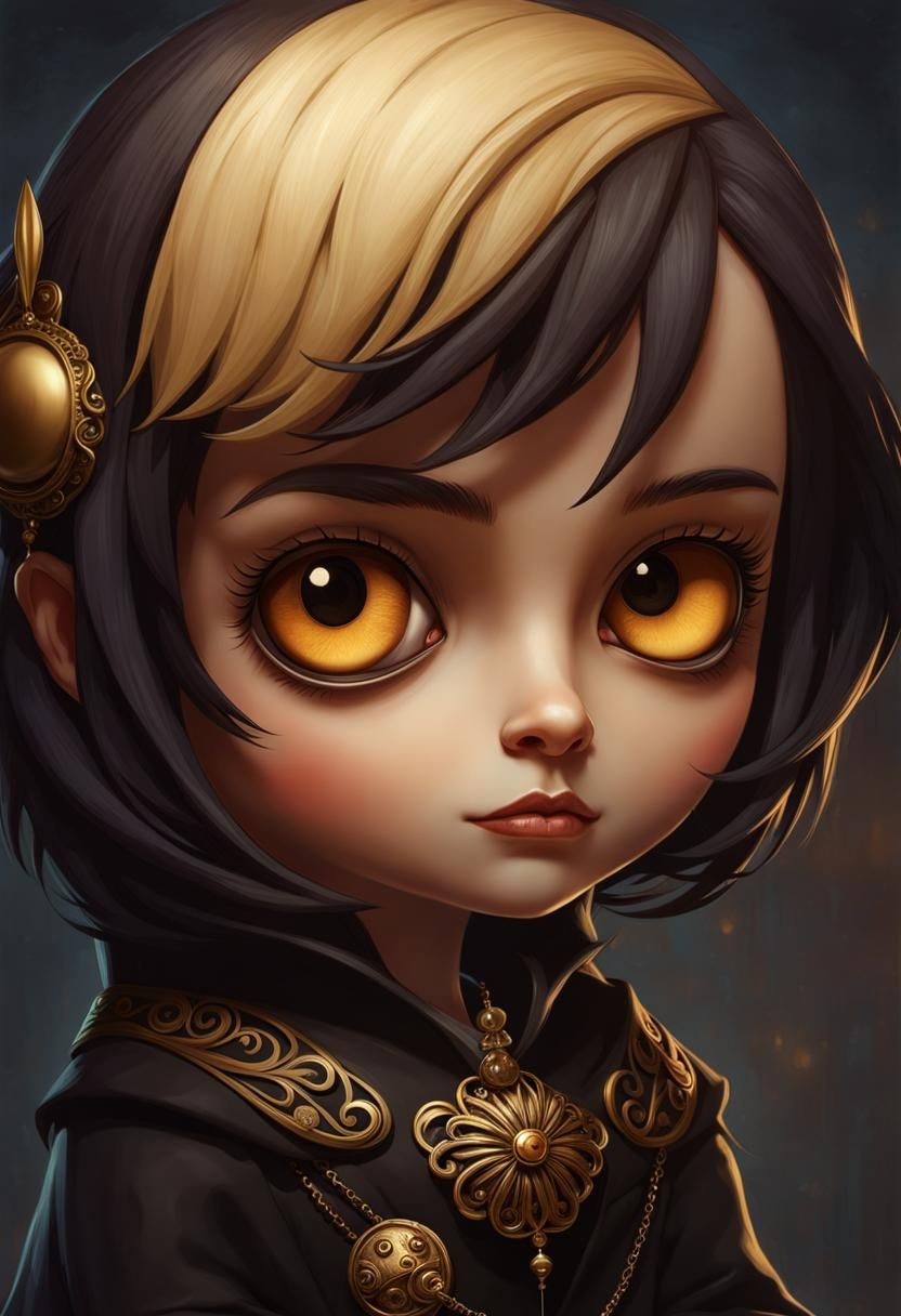 Decopunk Chibi Edgar Allan Poe Portrait