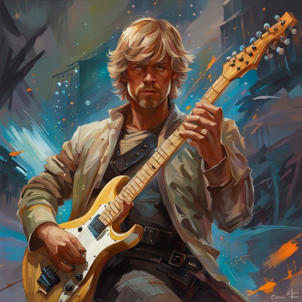 Luke Skywalker Plays Guitar in Digital Art