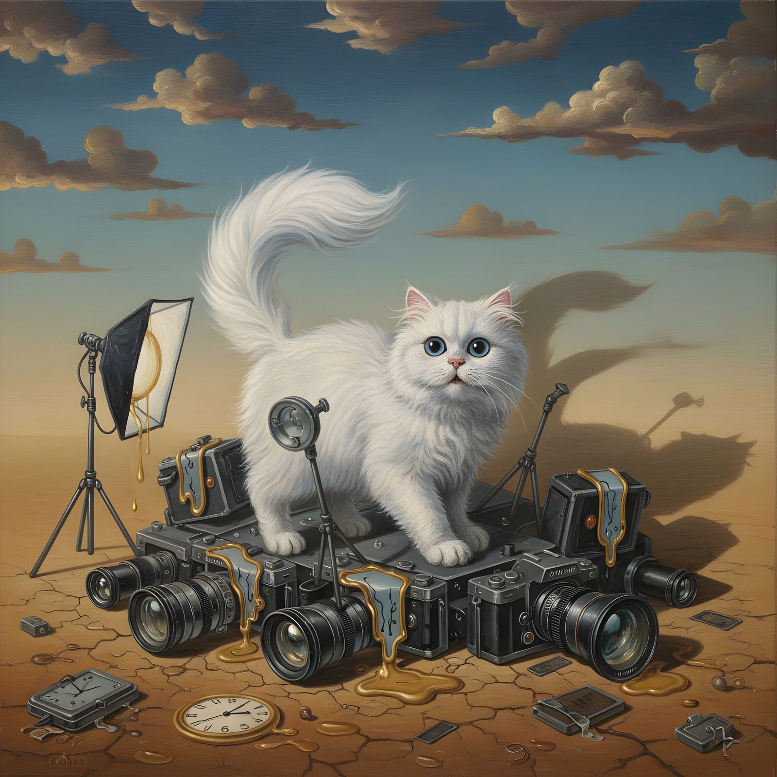 Fluffy Persian Cat Chaos: Whimsical Digital Painting