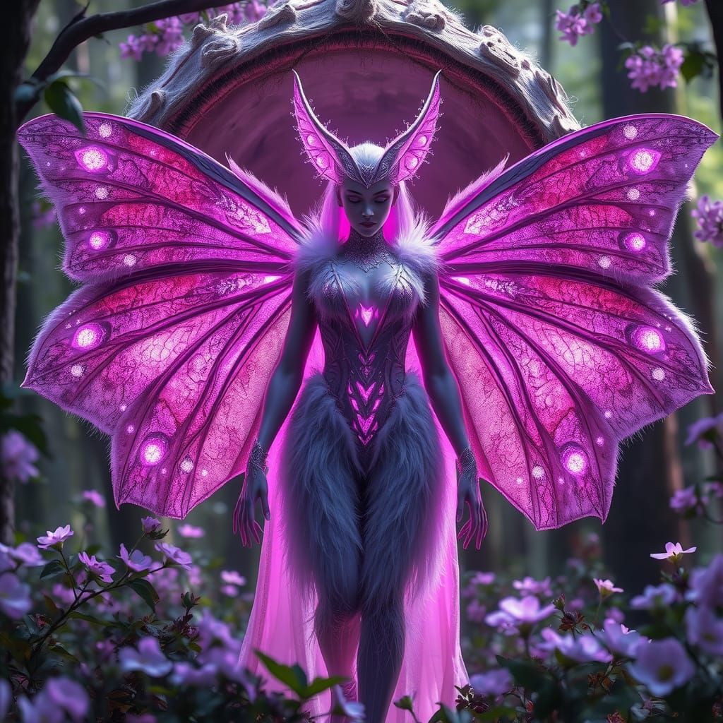 Elara Moth Hybrid: Ethereal Rebirth in Violet Forest