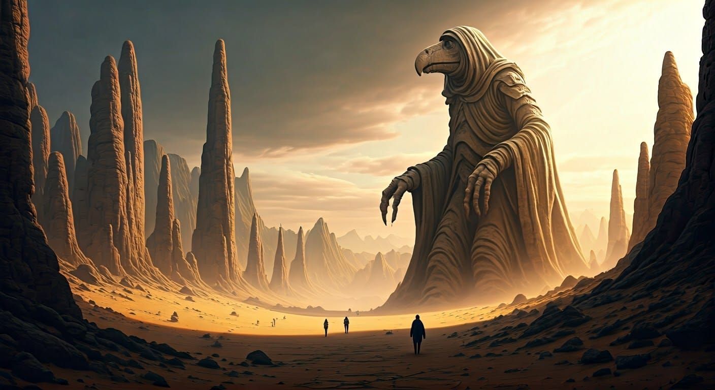 Colossal Sand Mystic in Arid Desert Landscape