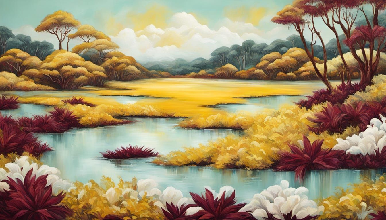 Abstract Floral Landscape in Surrealism Style