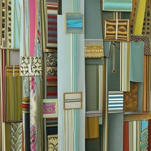 Assorted Metallic Textures and Colorful Fabric