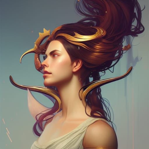 Artemis Portrait in Art Nouveau Style