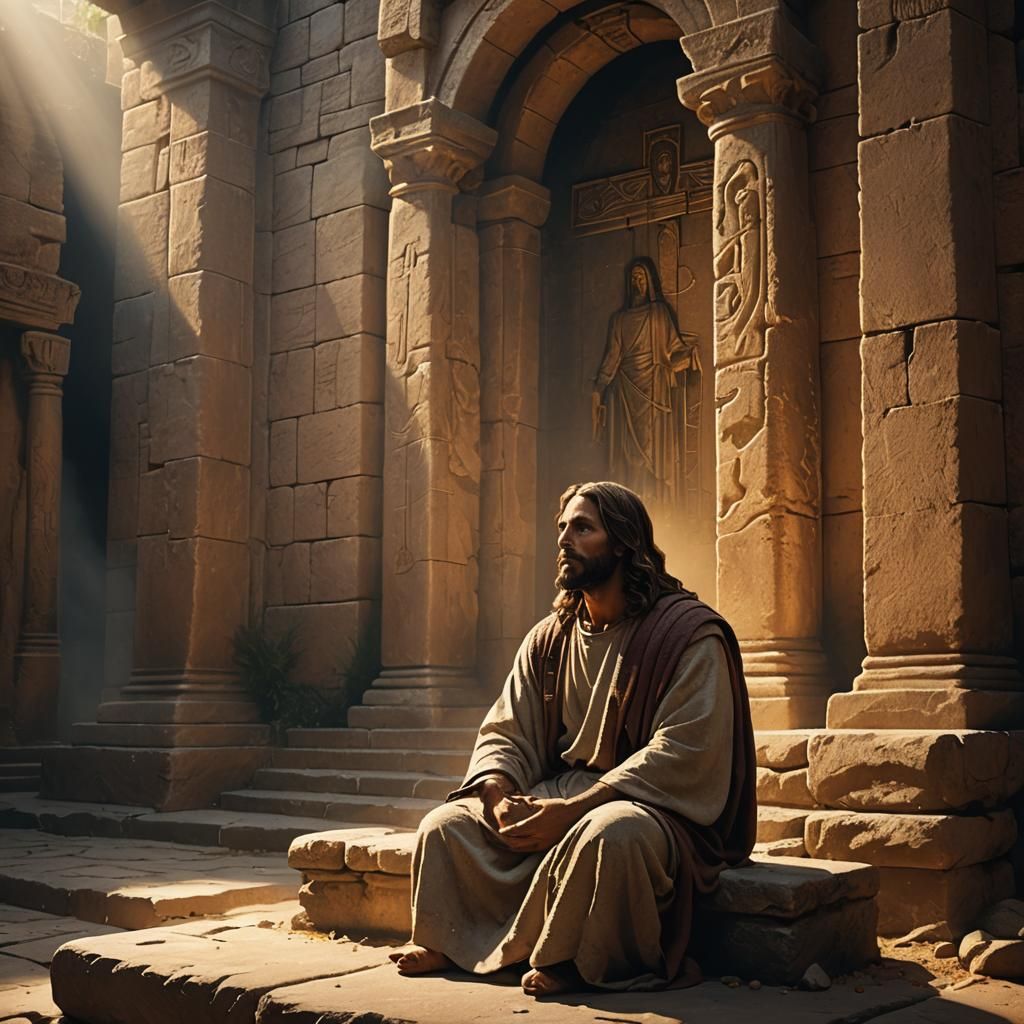 Jesus Christ in Ancient Temple Concept Art